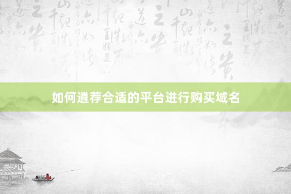 如何遴荐合适的平台进行购买域名