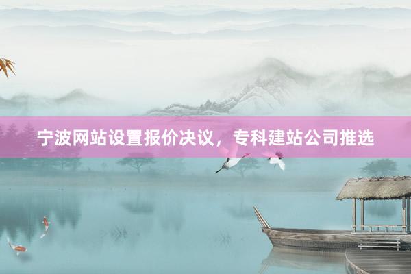宁波网站设置报价决议，专科建站公司推选